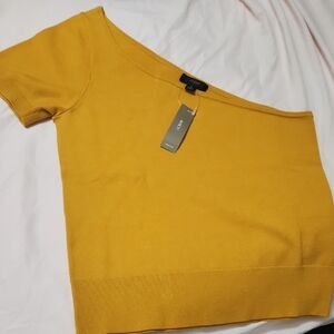 J. Crew Mustard One Shoulder Short Sleeve Sweater